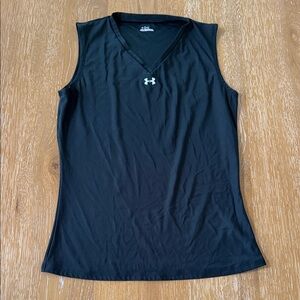 Under Armour Black V-Neck Women's Athletic Tank Top size LG